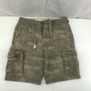 Abercrombie Fitch Cargo Camo Shorts Mens 28 Green Y2K 90s Paratrooper Drawstring